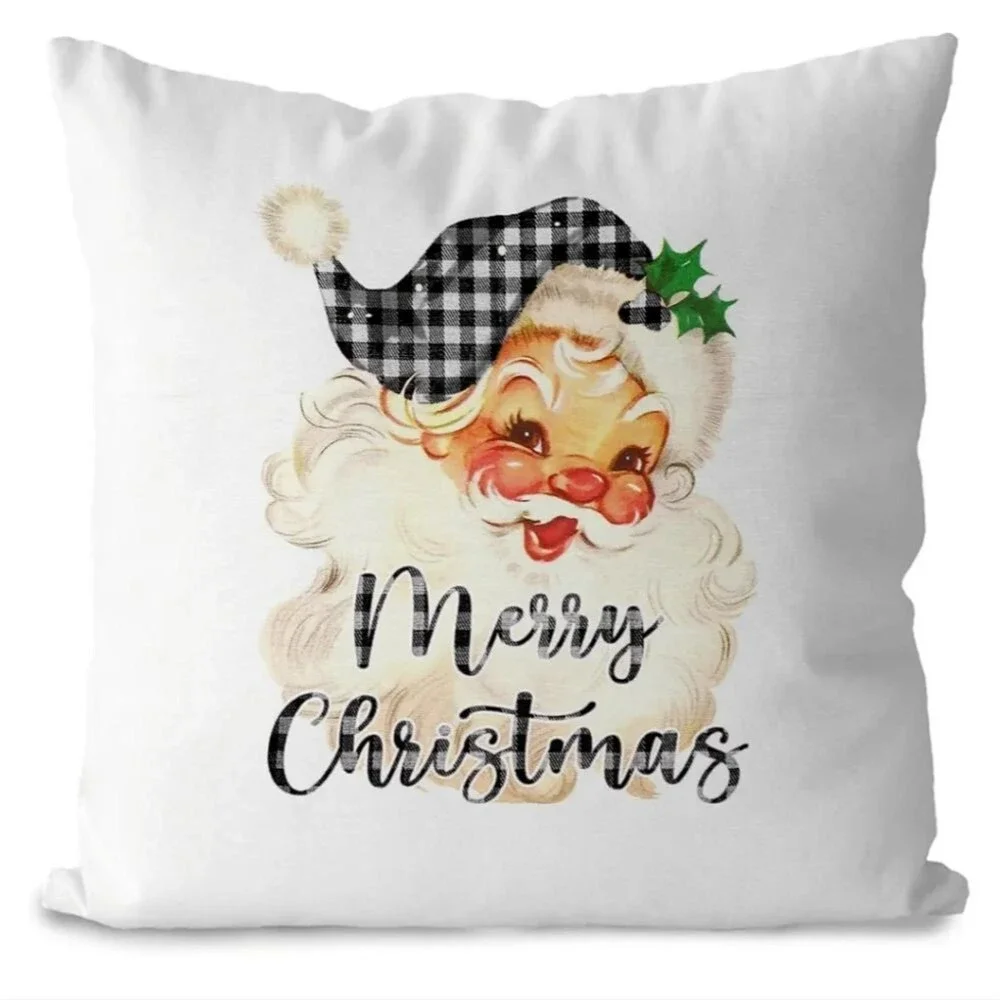 Merry Christmas 18x18 Vintage Christmas Santa Pillow Covers - NIP